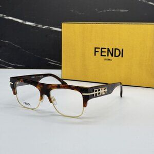 NEW FENDI FE50095U 055 UNISEX HAVANA SQUARE EYEGLASSES FENDI FE 50095U 055